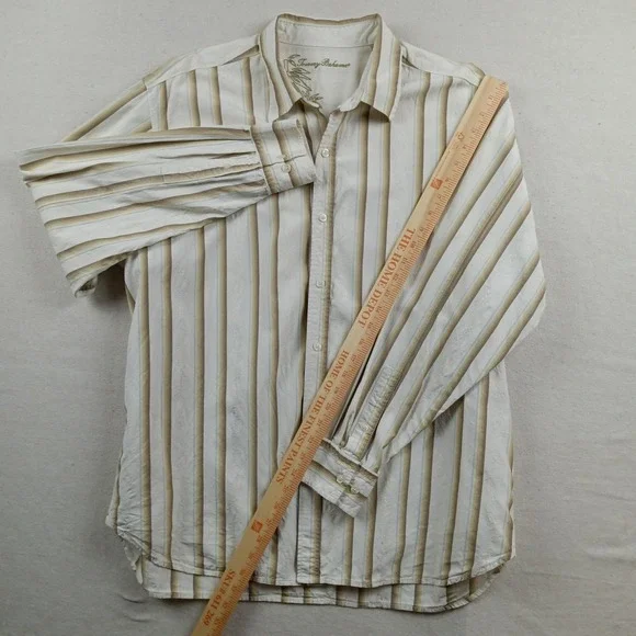 Tommy Bahama Mens Silk Blend Striped Long Sleeve Dress Shirt FLAW - Size XL - Picture 11 of 16